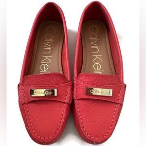 Calvin Klein Red Leta Leather Driving Moccasin Loafers Size 6.5